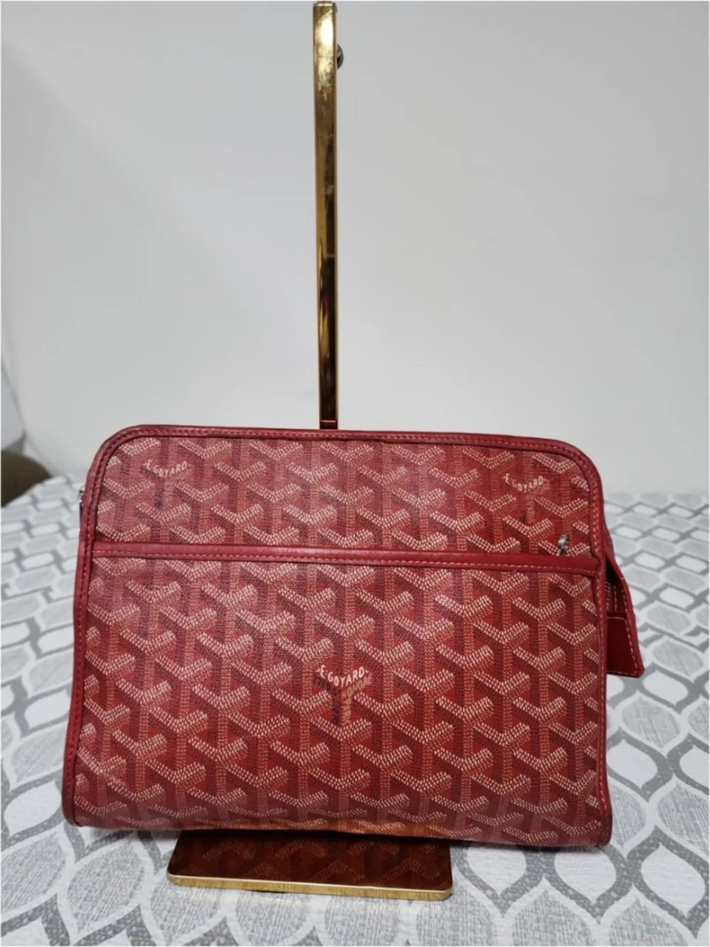 Authentic Goyard Goyardine Jouvence Toiletry Pouch MM Grey/Wine